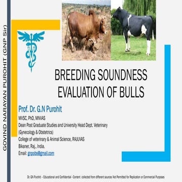 Andrology lecture 15 Breeding soundness evaluation of bulls