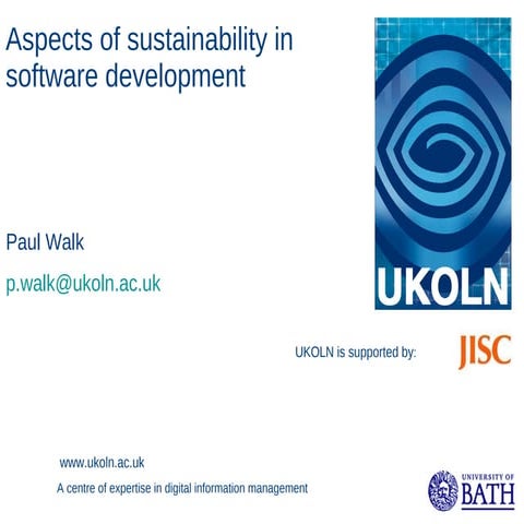 Aspects of the sustainability of software