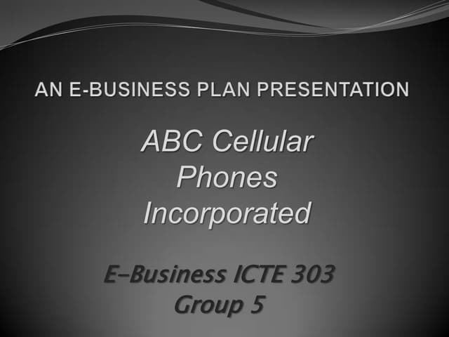 An E-business plan sample presentation