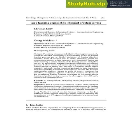 An E-Learning Approach To Informed Problem-Solving