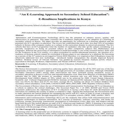 An e learning approach to secondary school education