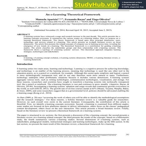 An E-Learning Theoretical Framework