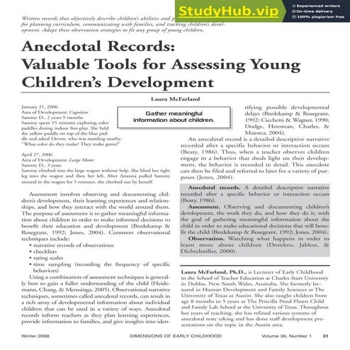 Anecdotal Records  Valuable Tools For Assessing Young Children S Development