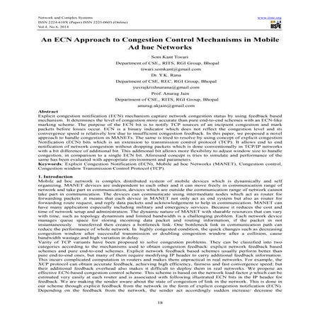 An ecn approach to congestion control mechanisms in mobile ad hoc networks