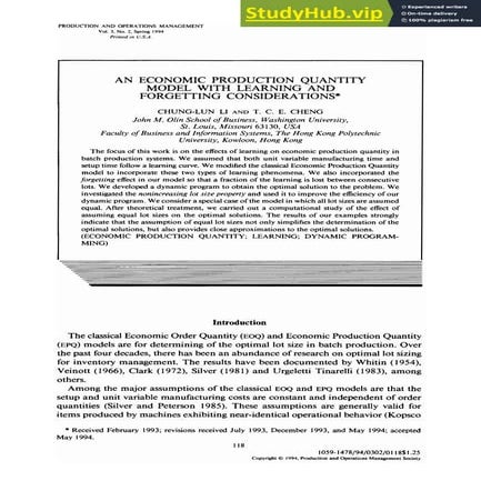 AN ECONOMIC PRODUCTION QUANTITY MODEL WITH LEARNING AND FORGETTING CONSIDERAT...