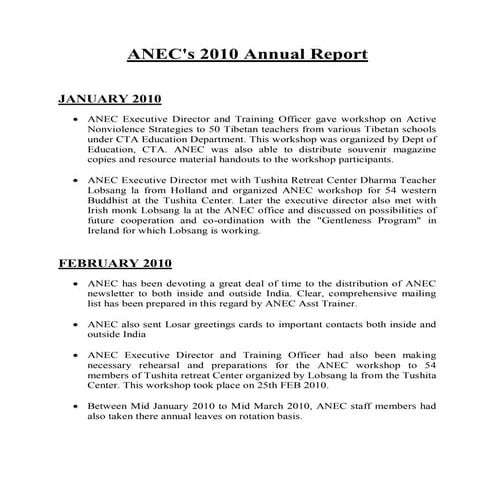 Anec's 2010 annual report