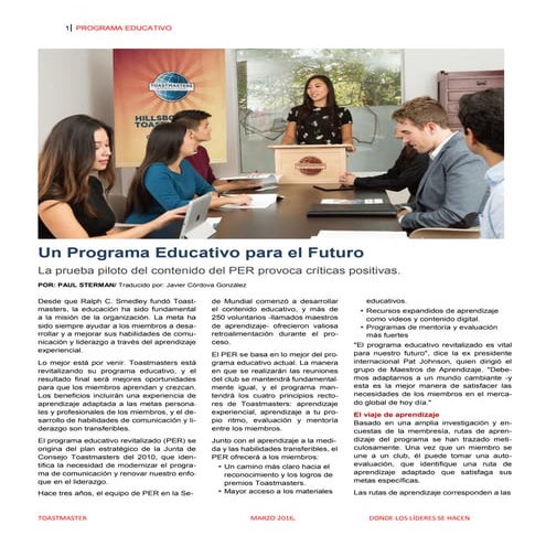 Un programa educativo para el futuro