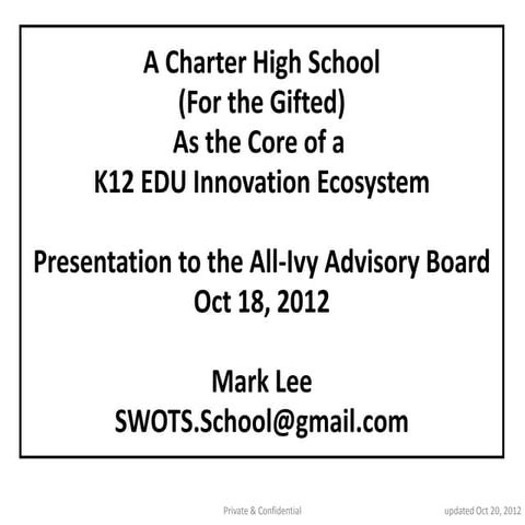 Jumpstarting a K12 Innovation Ecosystem via a Charter High School