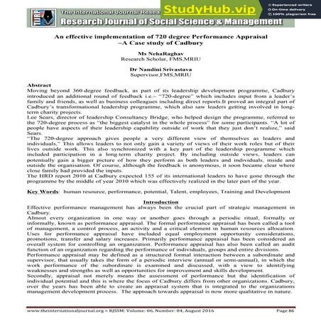 An Effective Implementation Of 720 Degree Performance Appraisal  A Case Study...