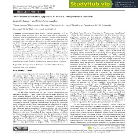 An Efficient Alternative Approach To Solve A Transportation Problem