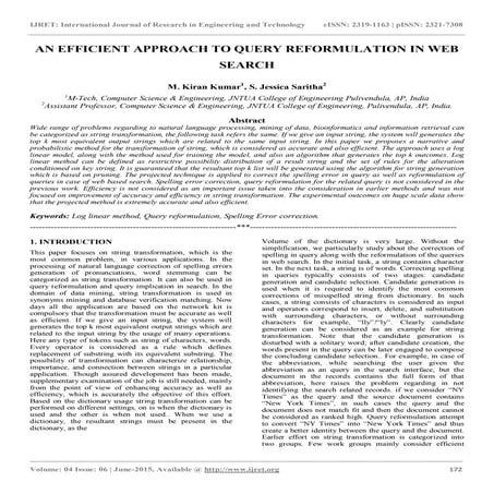 An efficient approach to query reformulation in web search