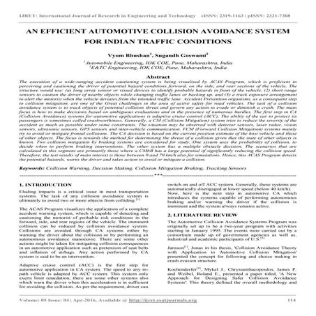 An efficient automotive collision avoidance system for indian traffic conditions