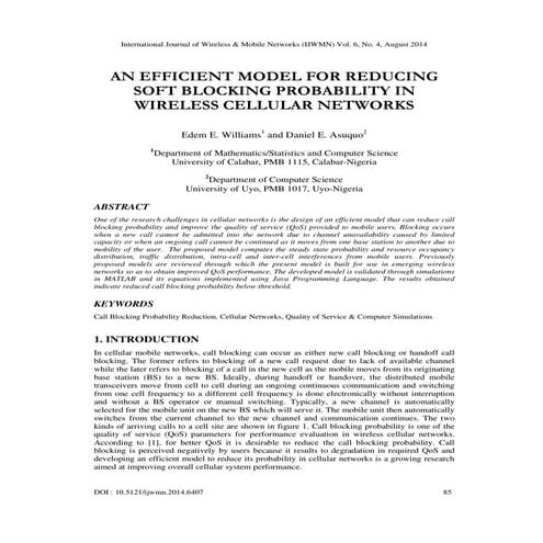 An efficient model for reducing soft blocking probability in wireless cellula...