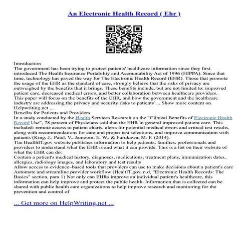 An Electronic Health Record ( Ehr )