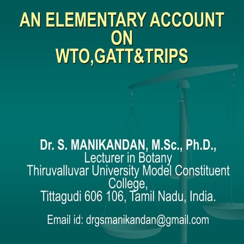 An elementary account on wto, gatt & trips