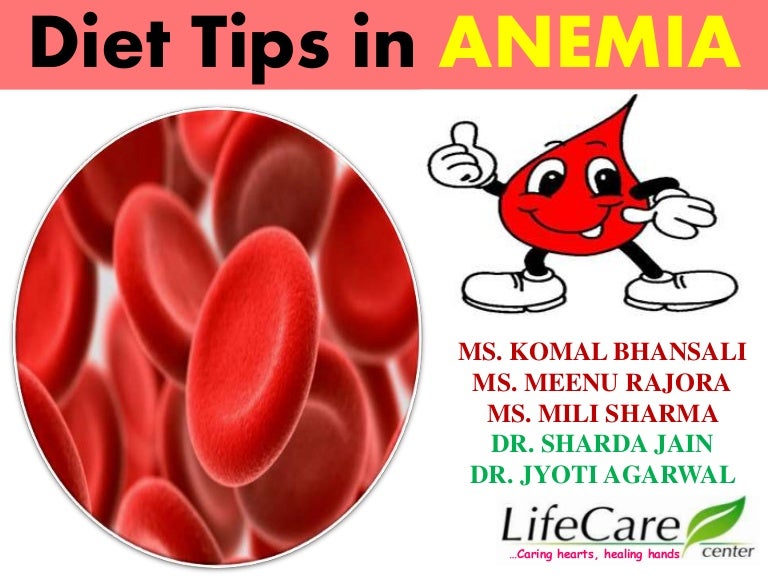 Diet Tips in ANEMIA MS. KOMAL BHANSALI MS. MEENU RAJORA MS. MILI SHA…