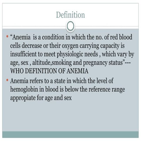 Anemia types and its management in medicine