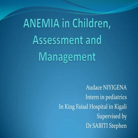Anemia in Children, by Audace NIYIGENA