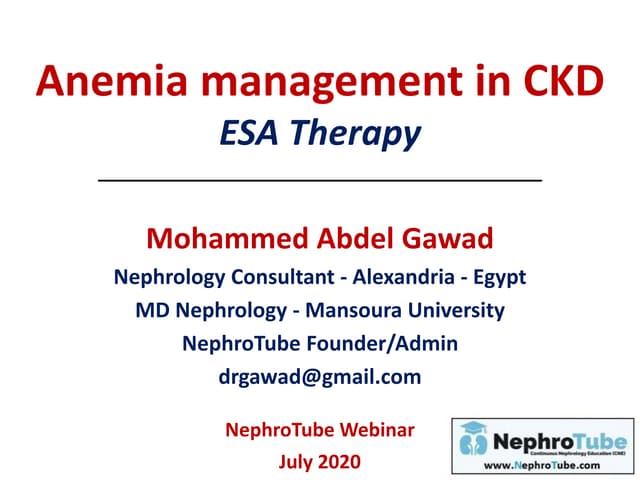 Anemia in CKD Treatment Guidelines kdigo | PPTX