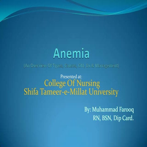 Anemia (By Farooq Marwat)