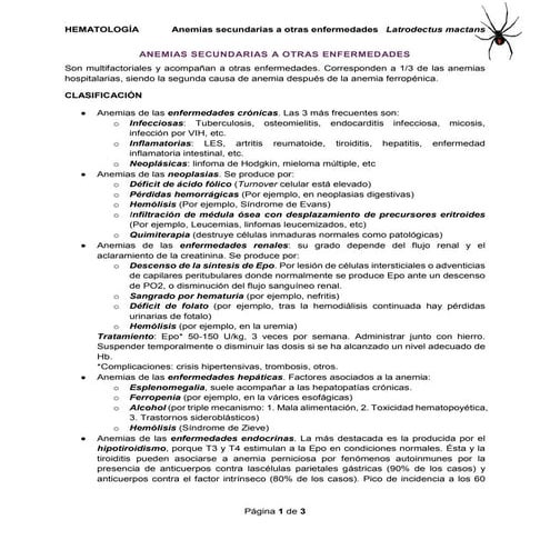 Anemias secundarias a otras enfermedades