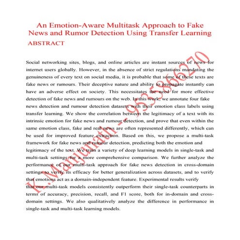 An Emotion-Aware Multitask Approach to Fake News and Rumor Detection Using Tr...
