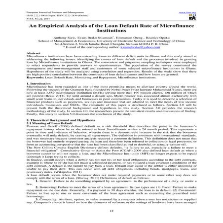 An empirical analysis of the loan default rate of microfinance institutions