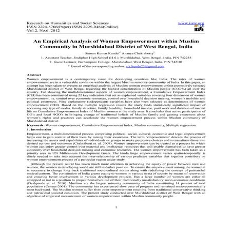 An empirical analysis of women empowerment within muslim community in murshid...