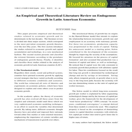 An Empirical And Theoretical Literature Review On Endogenous Growth In Latin ...