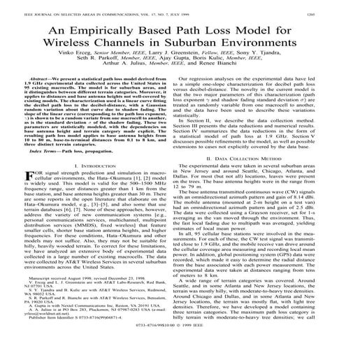 An empirically based path loss model for