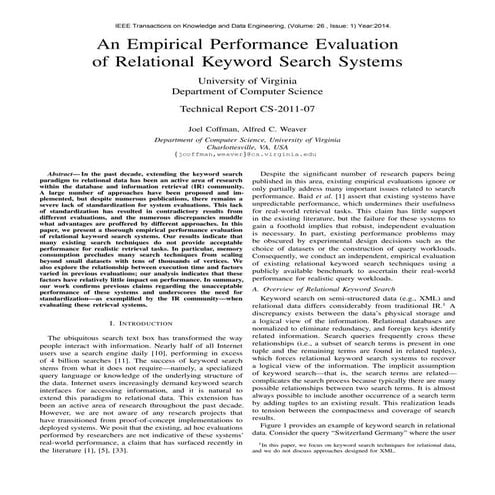An empirical performance evaluation of relational keyword search systems