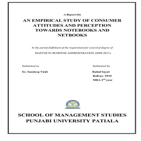 An empirical study of consumer attitudes and perception towards notebooks and...