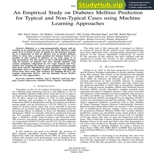 An Empirical Study On Diabetes Mellitus Prediction For Typical And Non-Typica...