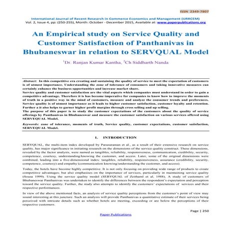 An Empirical study on Service Quality and Customer Satisfaction of Panthaniva...