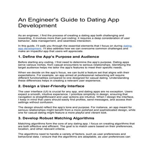 An Engineer's Guide to Dating App Development