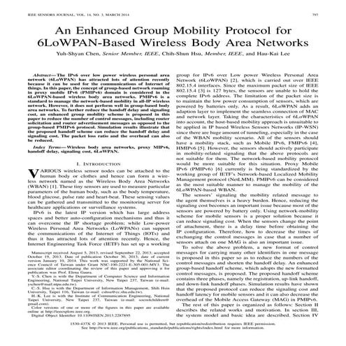 An enhanced group mobility protocol for 6 lowpan based wireless body area net...