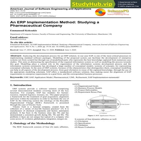 An ERP Implementation Method  Studying A Pharmaceutical Company