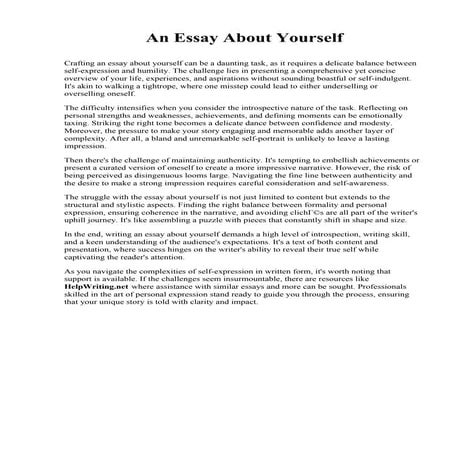 An Essay About Yourself. Collins Career Technical Center
