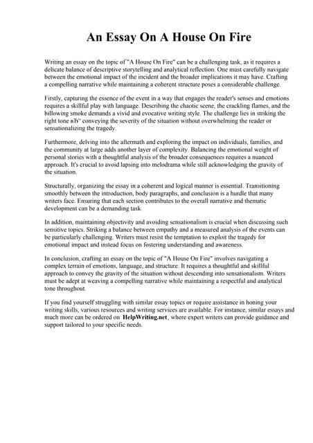 House On Fire Essay | PDF