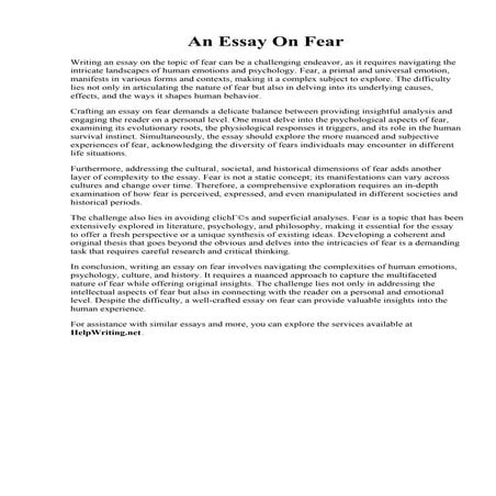 An Essay On Fear