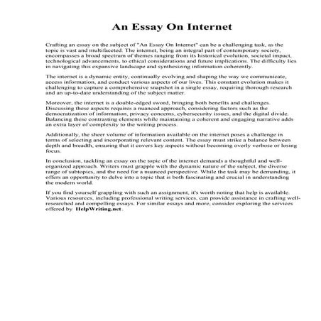 An Essay On Internet. Touro University Worldwide