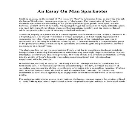 An Essay On Man Sparknotes. Central Carolina Technical College