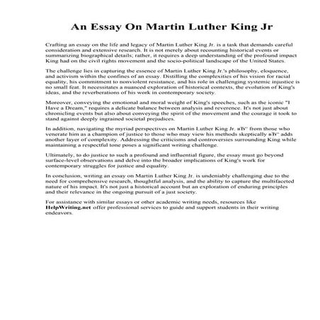 An Essay On Martin Luther King Jr. Mid Plains Community College