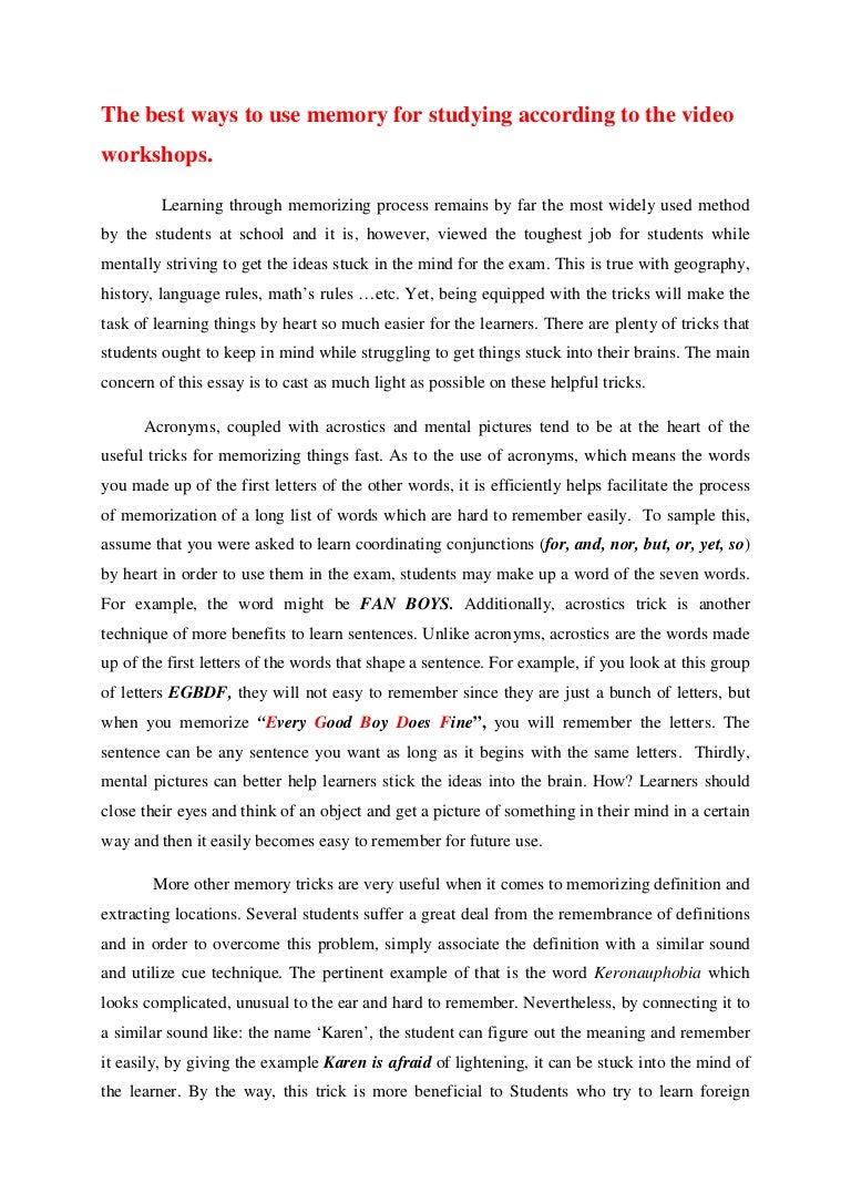 Childhood Memory Essay - College Essay Examples memory essays