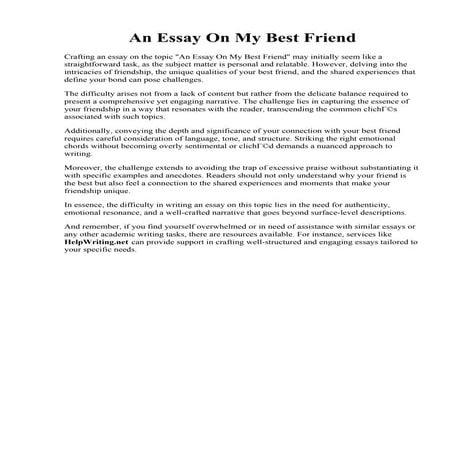 An Essay On My Best Friend