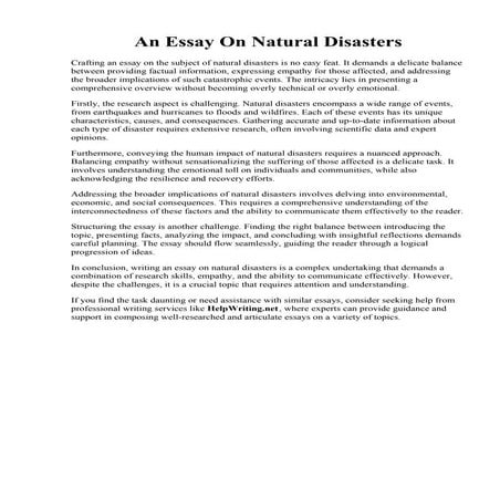 An Essay On Natural Disasters. Natural Disaster Essay In English 200 Words - ...