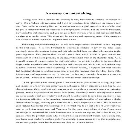 An essay on note taking