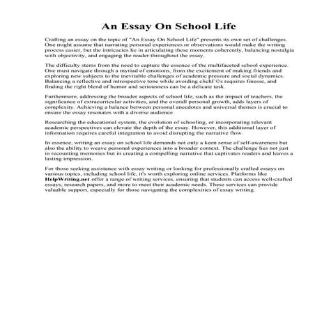 An Essay On School Life.  Life essay examples. A Short Essay on Life Essay Example for Free ...