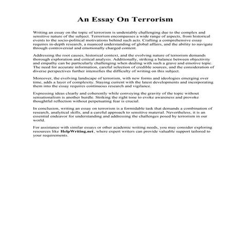 English Essay On Terrorism | PDF