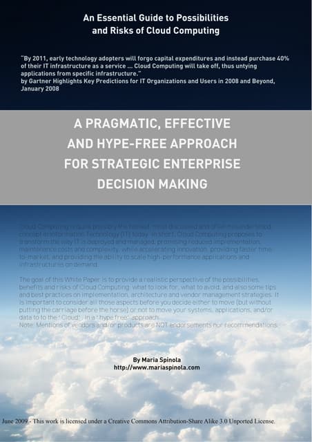 Anessentialguidetopossibilitiesandrisksofcloudcomputing apragmaticeffectivean...